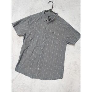 Rvca Shirt Mens Large Slim Fit Short Sleeve Button Down Surfer Beach Geometric